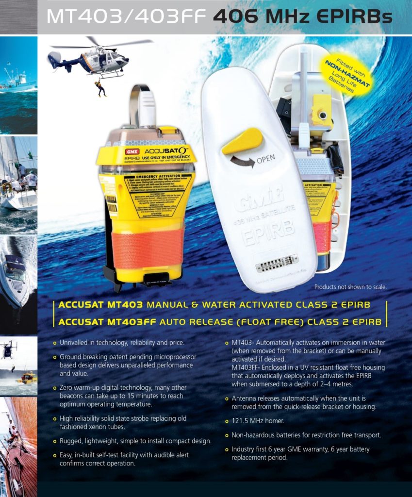 GME MT403FF EPIRB 406MHz Float Free and Auto Release